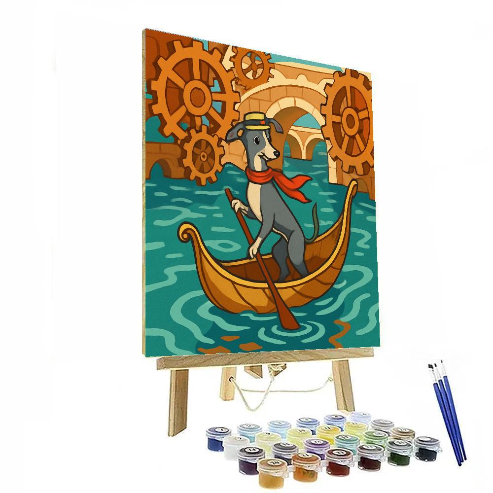 Clockwork Canals With Dog Gondolier paint by color