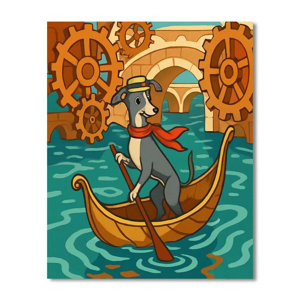 Clockwork Canals With Dog Gondolier paint by color