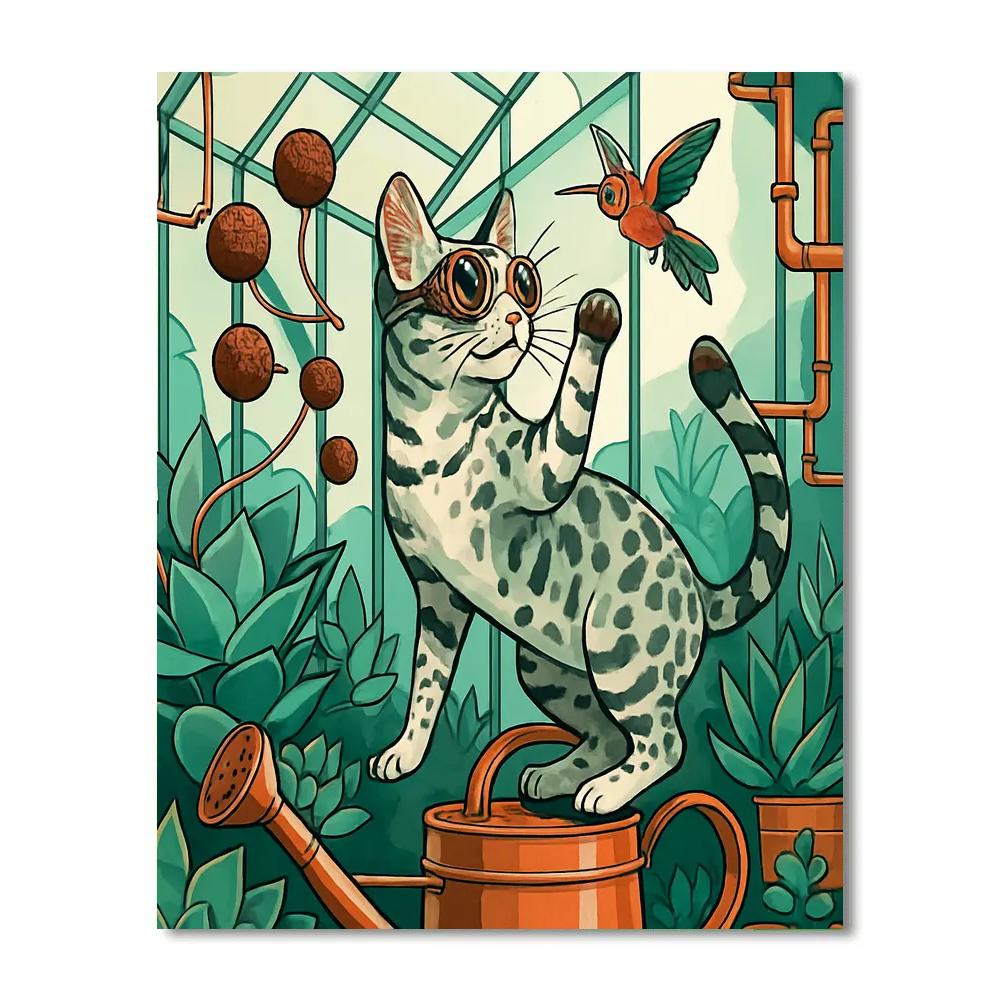 Clockwork Greenhouse Cat Adventure paint by color