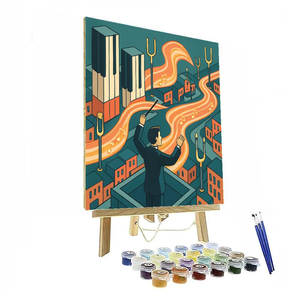 Kinetic Paper City In Music Painting by numbers kit