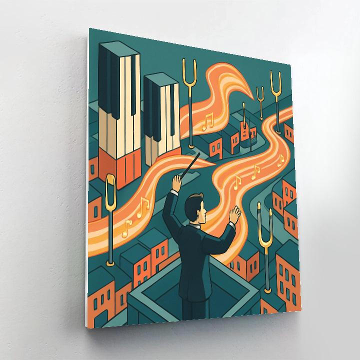 Kinetic Paper City In Music Painting by numbers kit