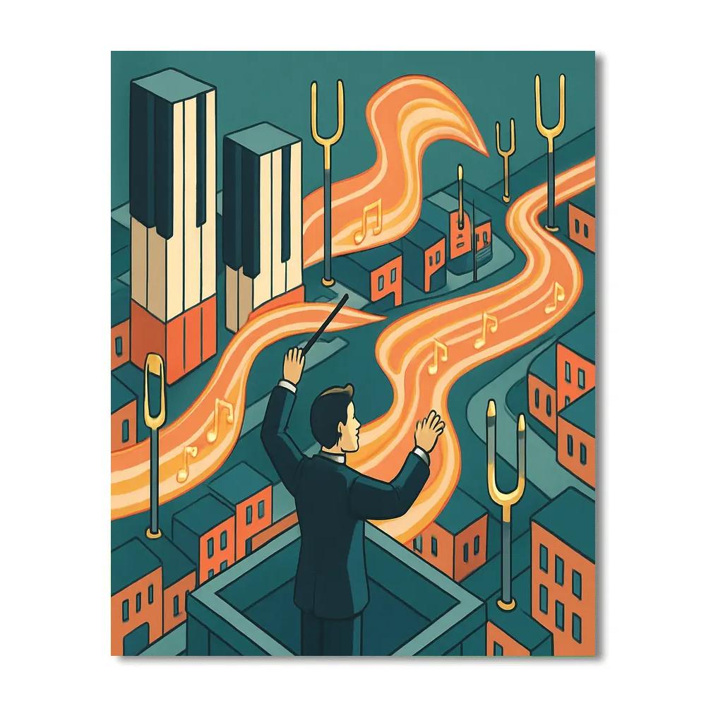 Kinetic Paper City In Music Painting by numbers kit