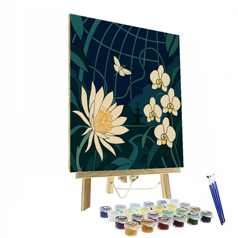 Flowers Of The Moonlit Glass Conservatory Paint by numbers art