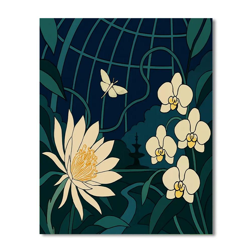 Flowers Of The Moonlit Glass Conservatory Paint by numbers art