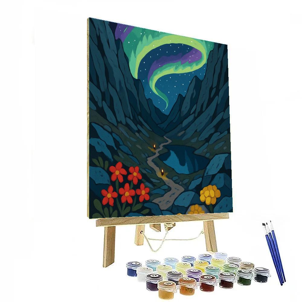 Whispering Aurora Over The Mountain Pass painting number kit