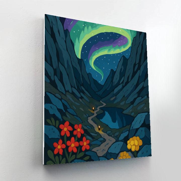 Whispering Aurora Over The Mountain Pass painting number kit