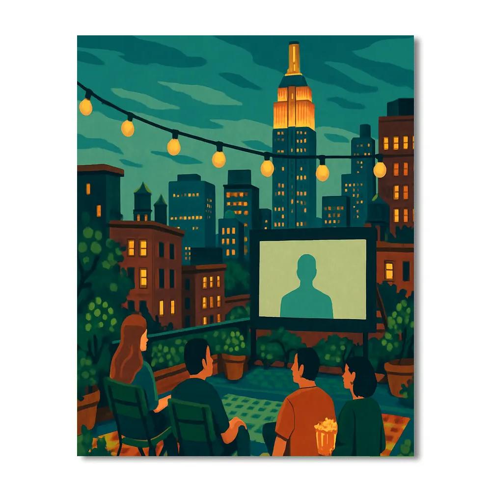 New York Rooftop Garden Cinema Painting by numbers kit