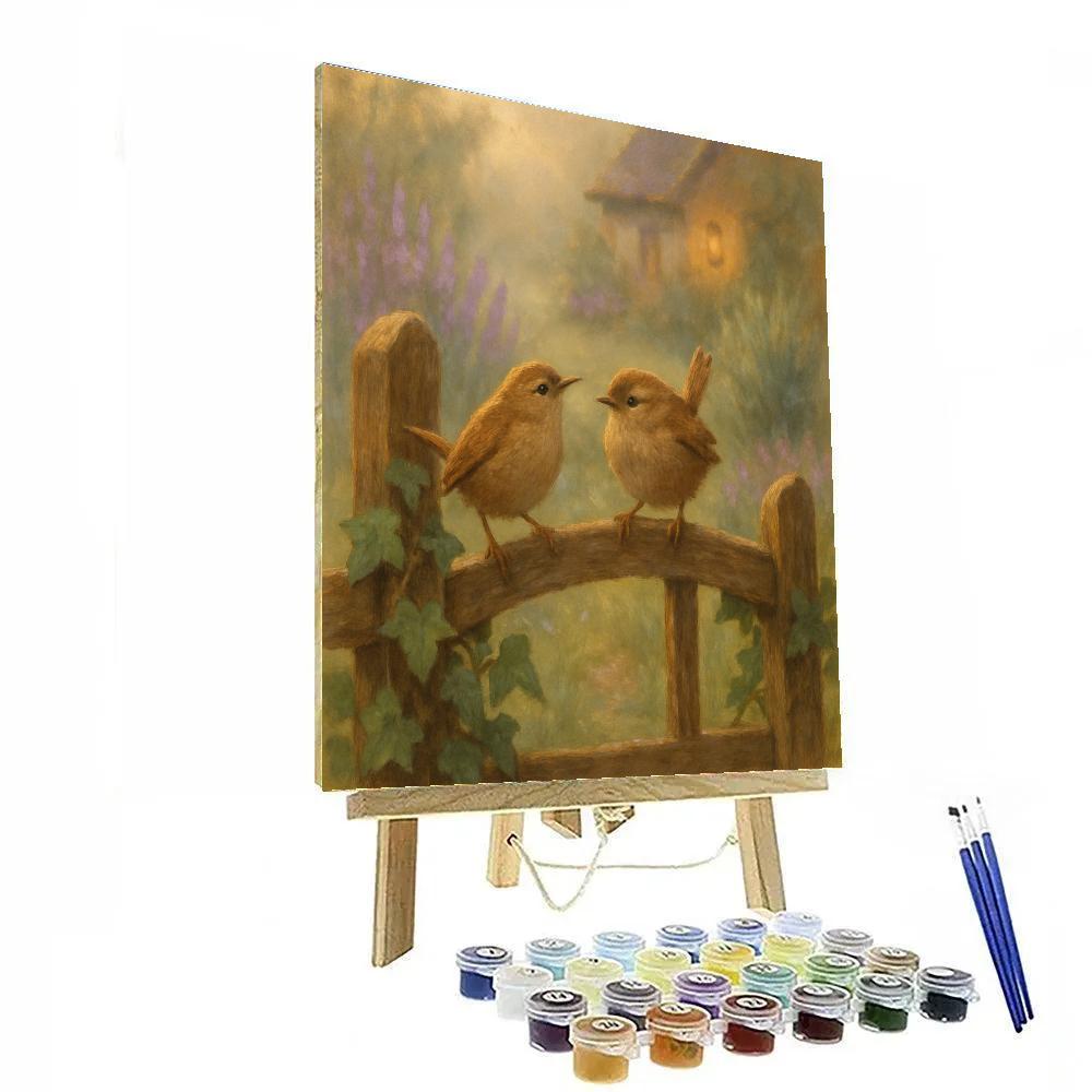 Lantern Light Wrens At The Garden Gate Painting by numbers kit