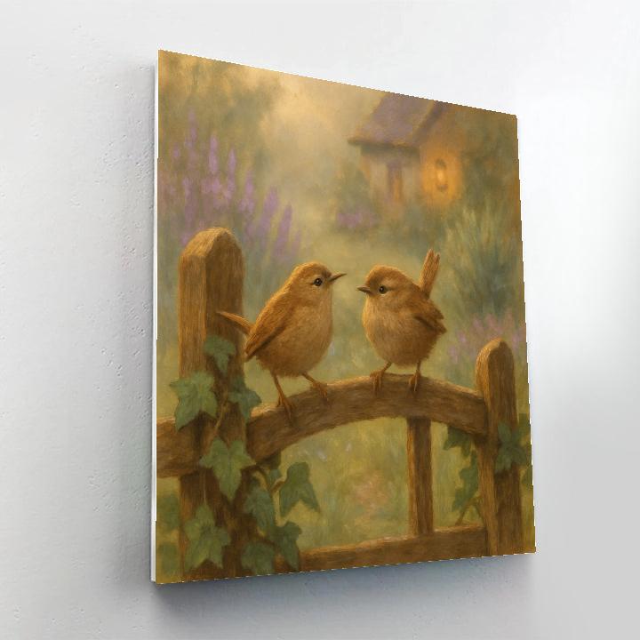 Lantern Light Wrens At The Garden Gate Painting by numbers kit