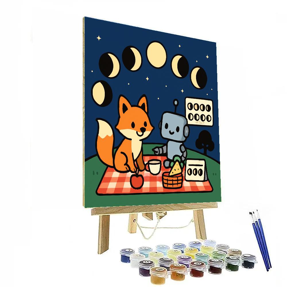 Luna Fox And The Moon Phase Picnic paint by color