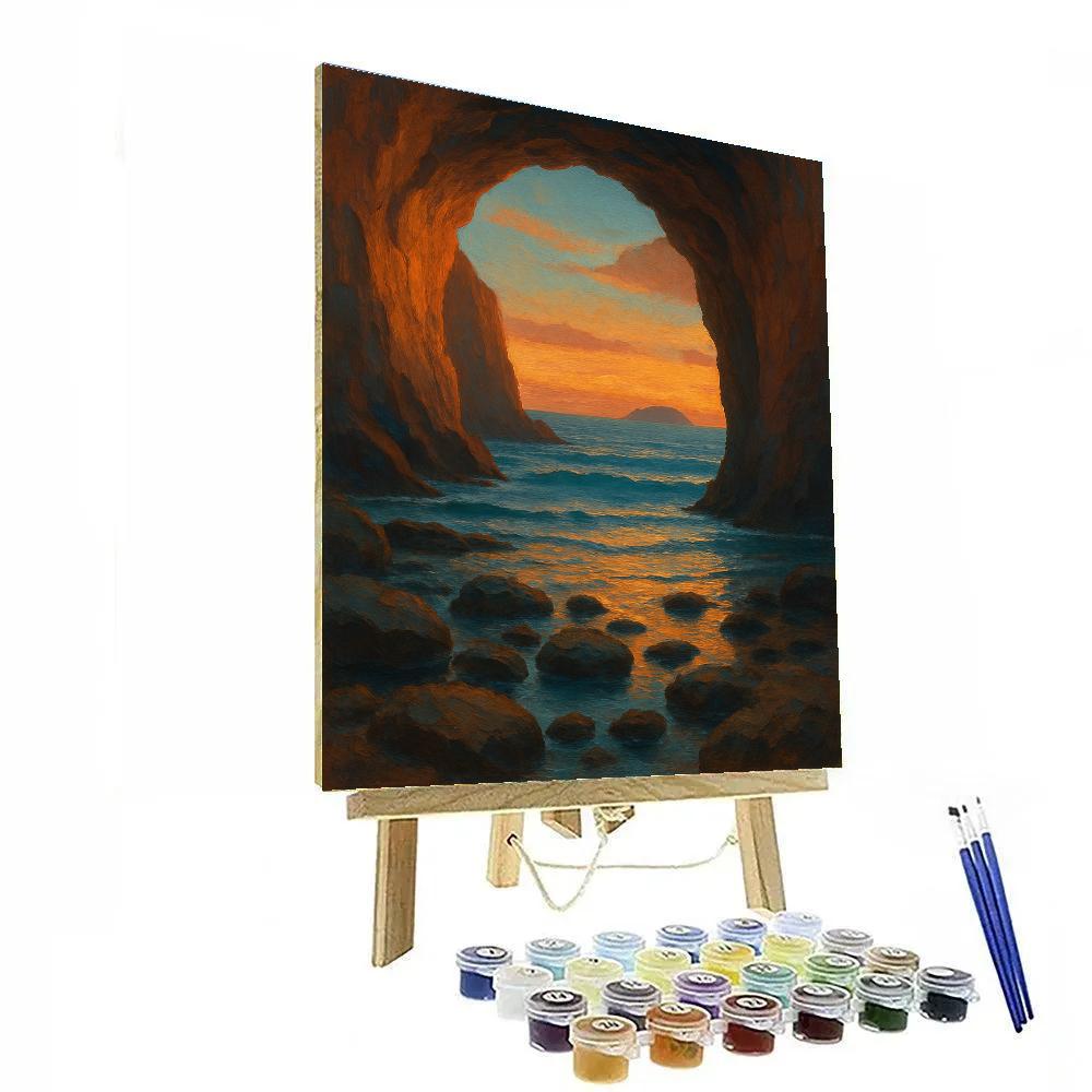 Saffron Dusk At The Sea Cave Cliffs painting number kit