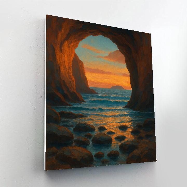 Saffron Dusk At The Sea Cave Cliffs painting number kit