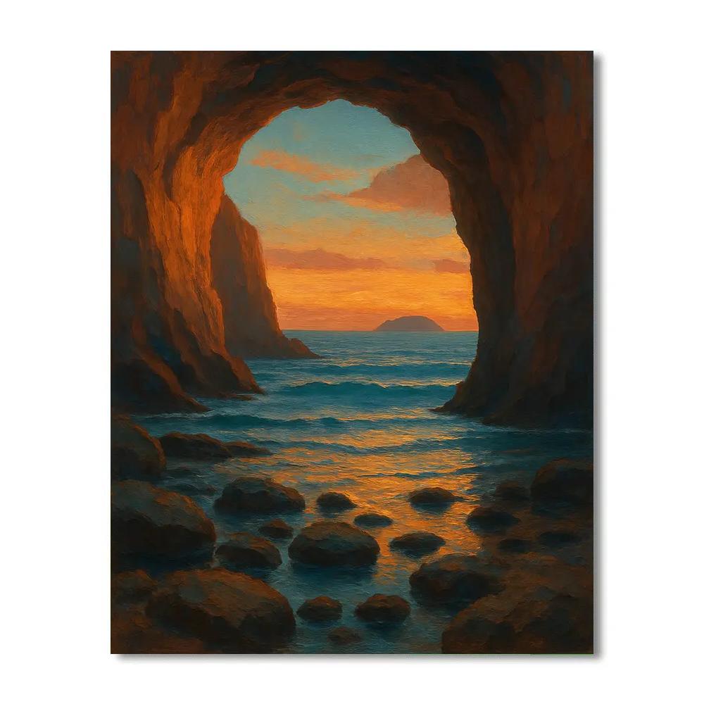 Saffron Dusk At The Sea Cave Cliffs painting number kit