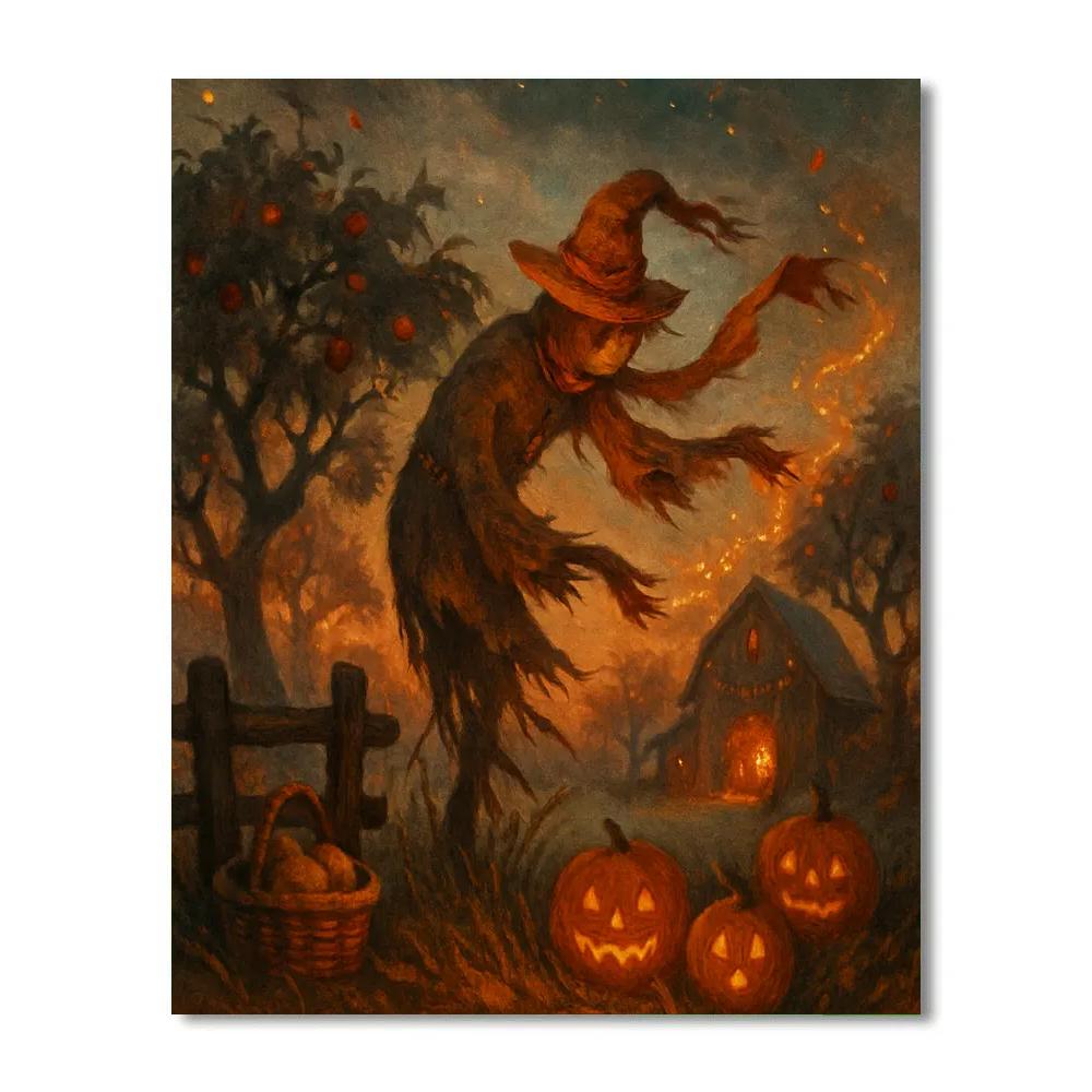 Emberwind Scarecrow At Starfall Orchard painting number kit
