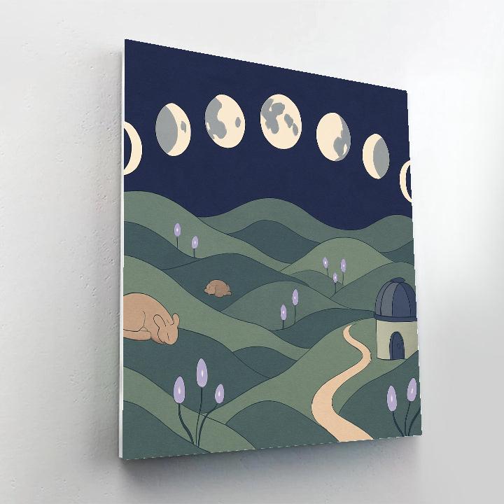 Paper Theatre Hills With Moon Phases DIY paint by numbers