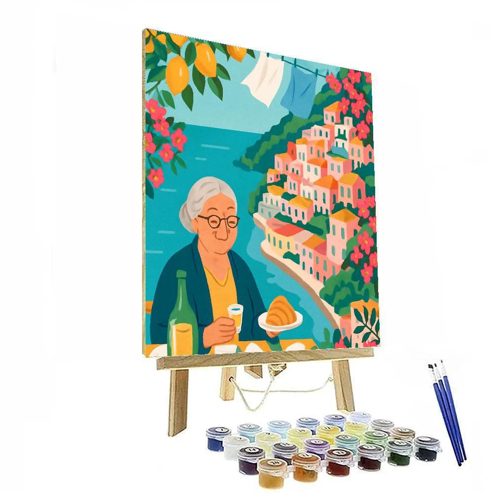 Italy Hyphenated Citron Coastline Poster paint by color