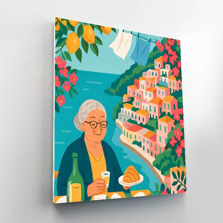 Italy Hyphenated Citron Coastline Poster paint by color