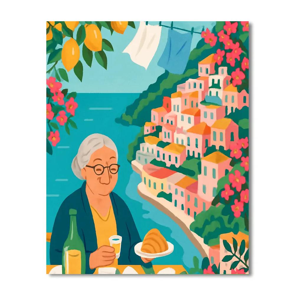 Italy Hyphenated Citron Coastline Poster paint by color