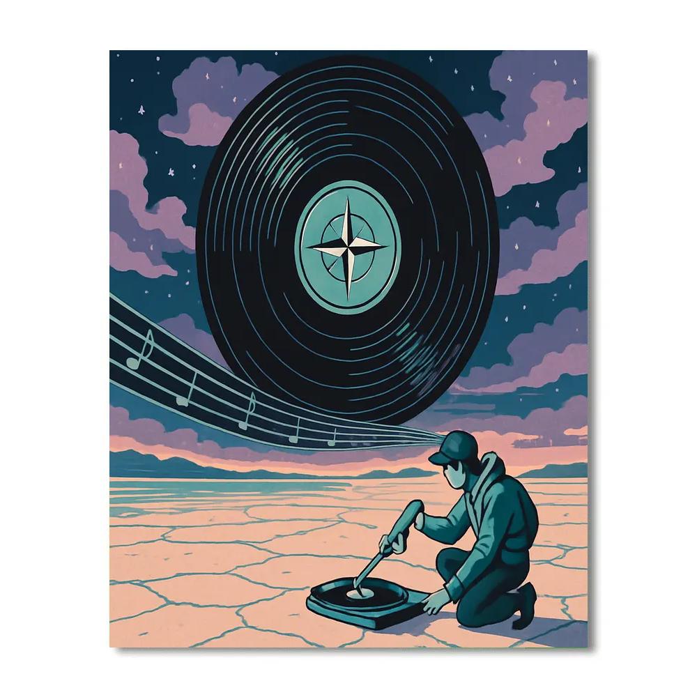 Music Nebula Vinyl Compass paint by numbers