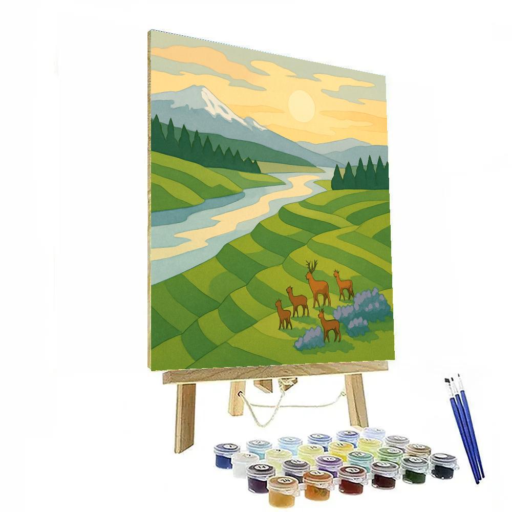 Meadow Stairways With Landscape Horizon paint by number