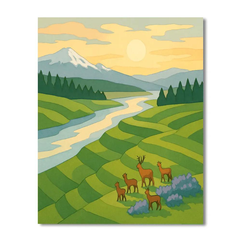Meadow Stairways With Landscape Horizon paint by number