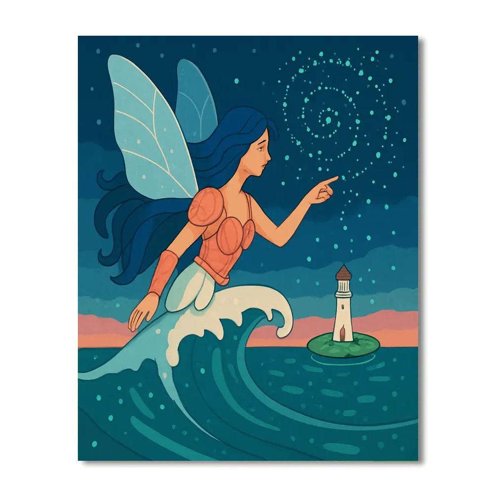 Lighthouse In The Fairy Tide paint by number