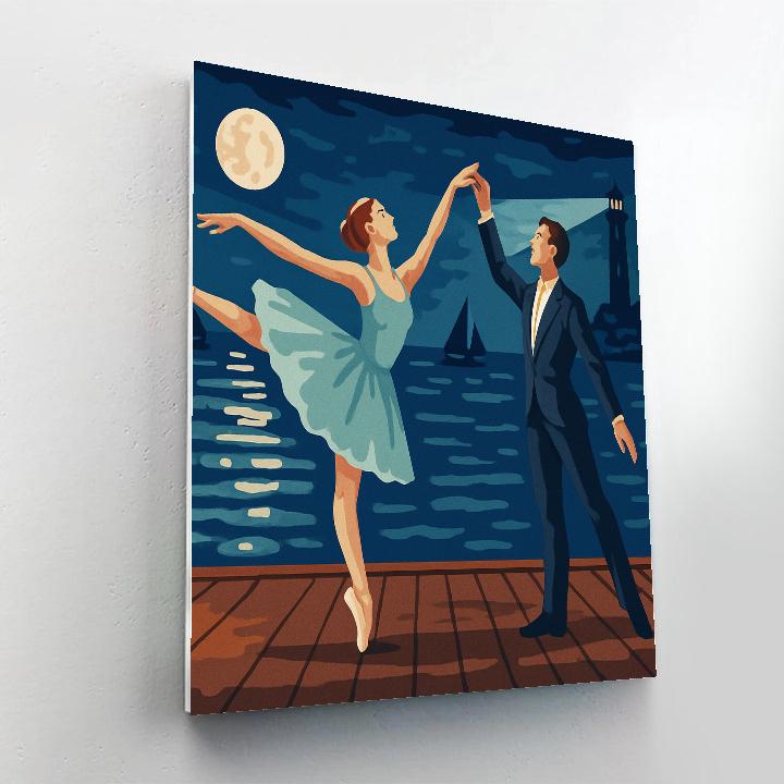 Moonlit Harbor Stage With Ballet Finale Number painting