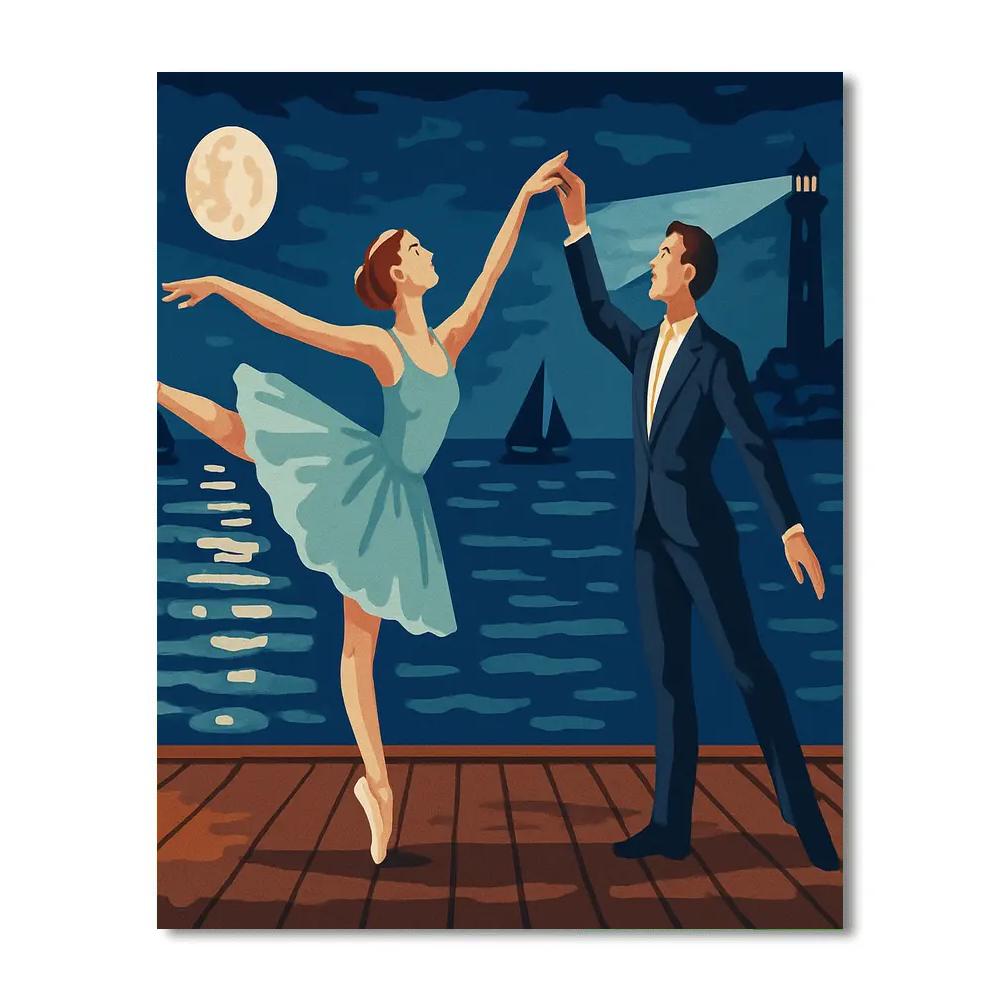 Moonlit Harbor Stage With Ballet Finale Number painting