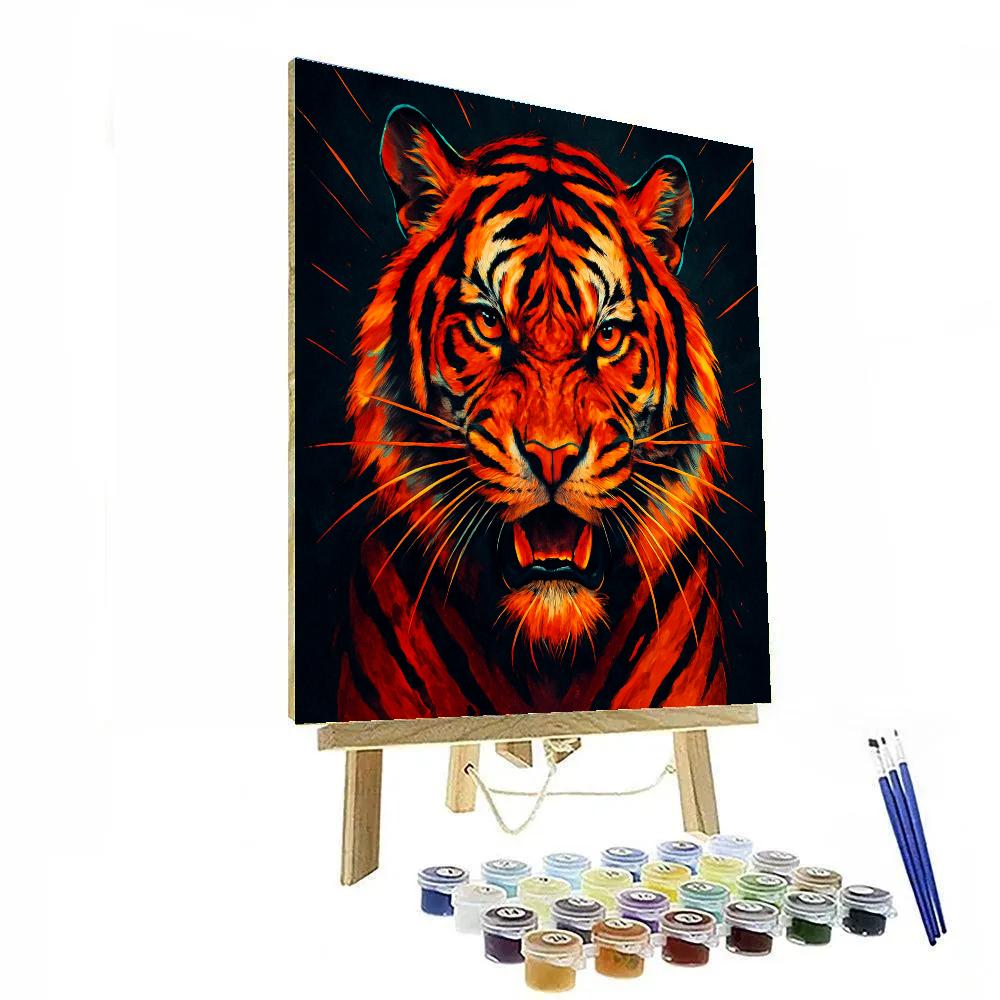 Solar Flare Tiger Face Front Painting by numbers kit