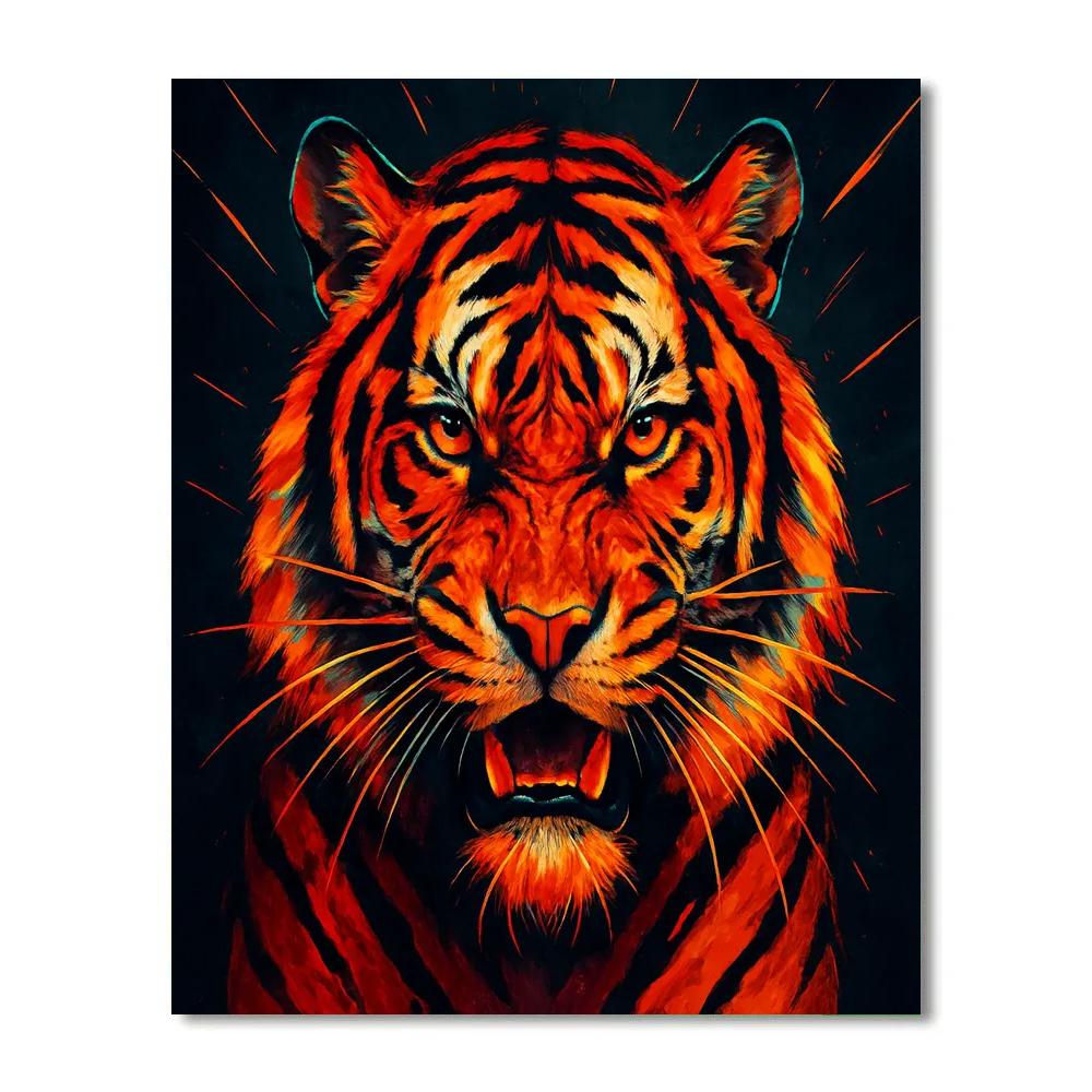 Solar Flare Tiger Face Front Painting by numbers kit