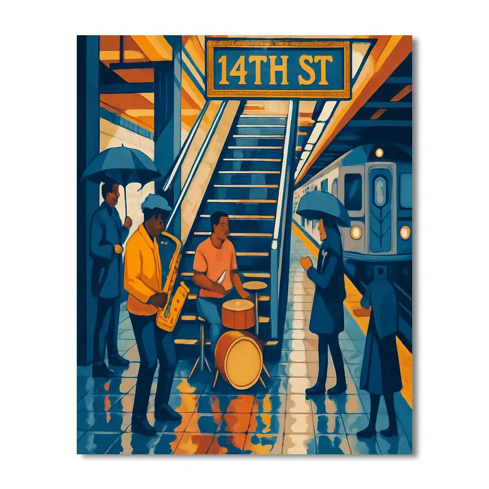 Subway Musicians In New York After Rain Paint by numbers art