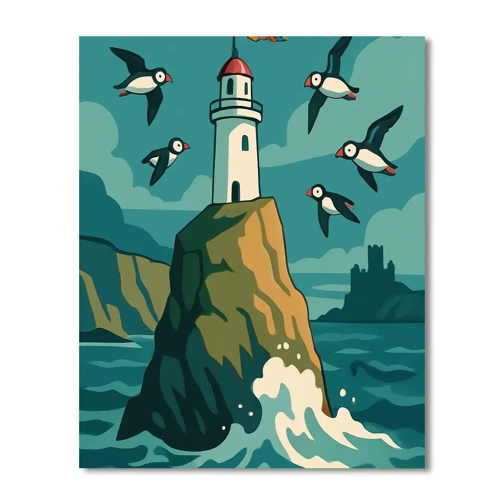 Scotland-Crowned Sea Stack Lighthouse Paint by numbers kits