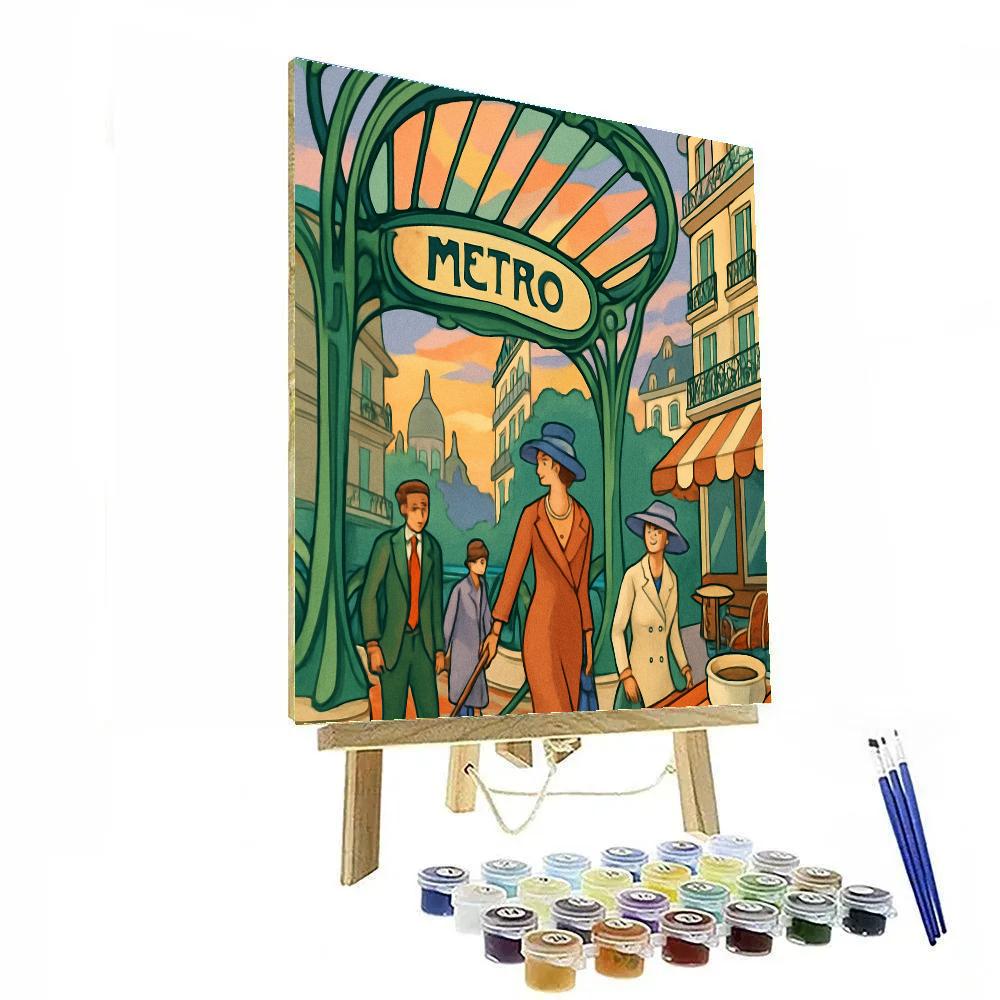 Art Nouveau Metro Entrance In Paris Glow paint by color