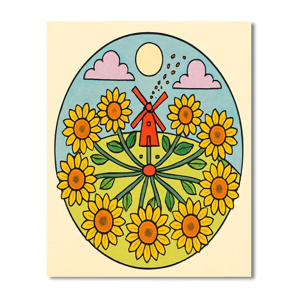 Sunflower-Carousel Field DIY paint by numbers