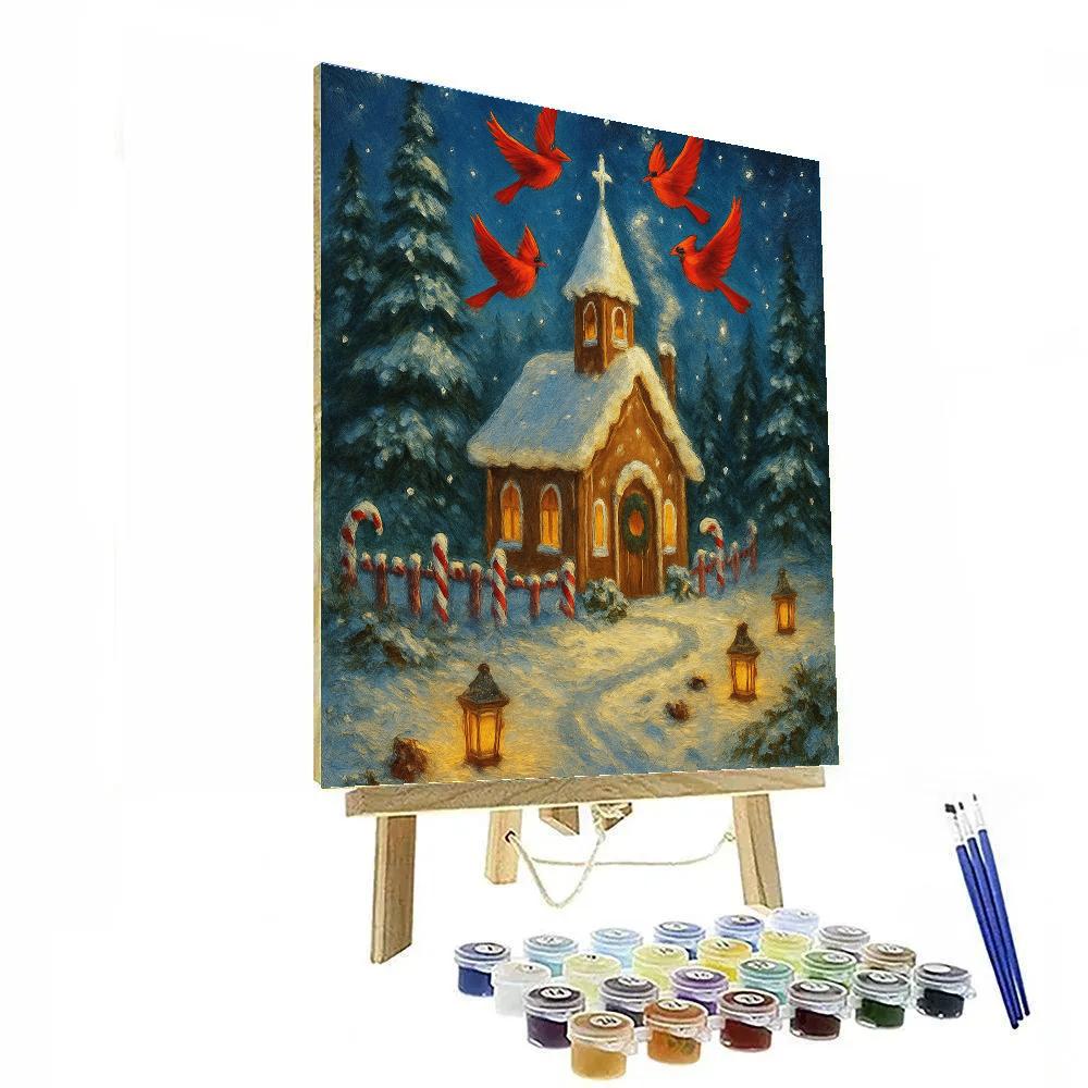 Lantern Path To The Gingerbread Chapel Numbered painting kits