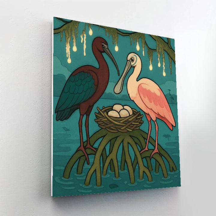 Glasswing Birds In Mangrove Lantern Glow Number painting