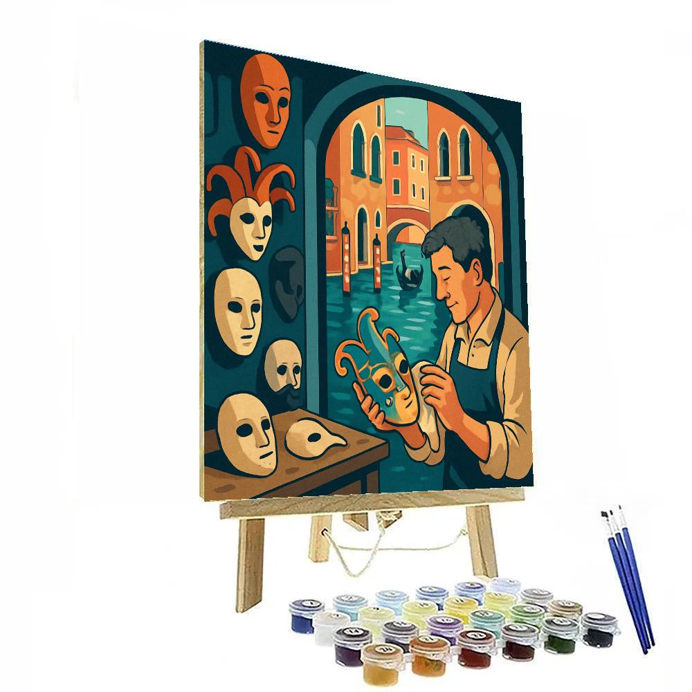 Mask Makers Workshop In Venice Glow Painting by numbers kit