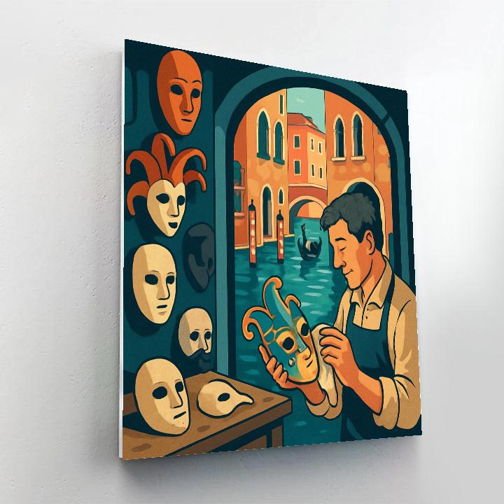 Mask Makers Workshop In Venice Glow Painting by numbers kit
