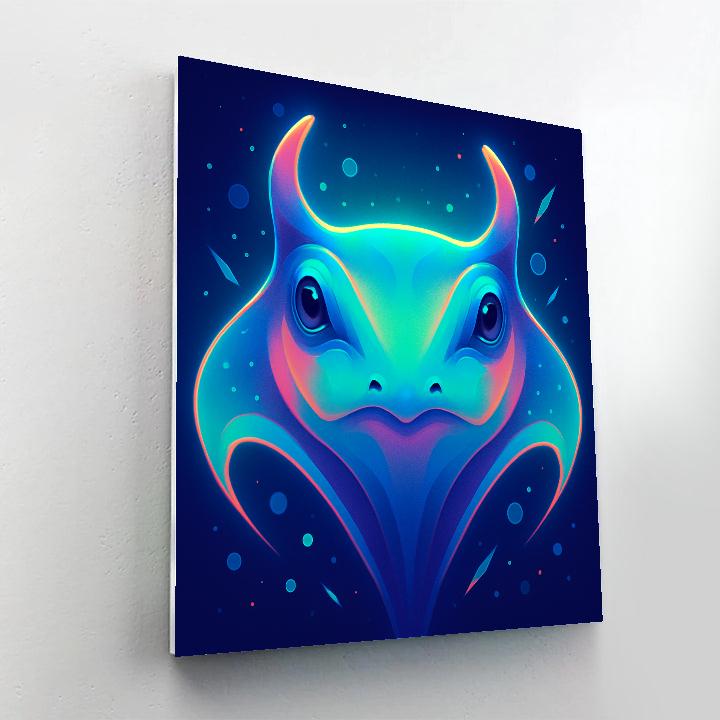 Neon Reef Manta Monarch Number painting