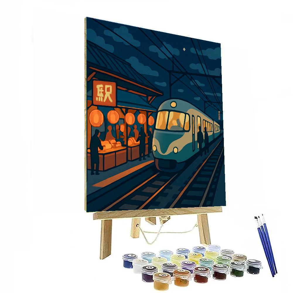 Harbor Night Market Train Station DIY paint by numbers