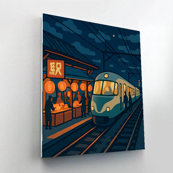 Harbor Night Market Train Station DIY paint by numbers