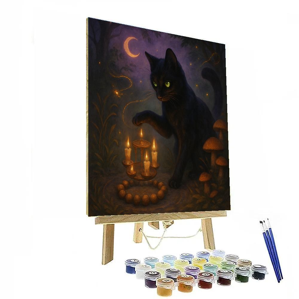 Black Cat And The Candle Carousel Numbered painting kits