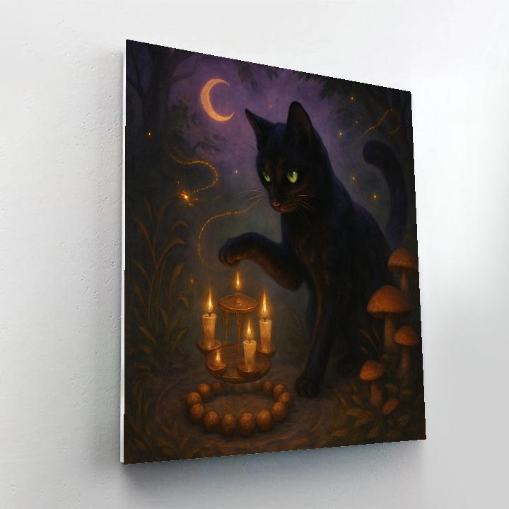 Black Cat And The Candle Carousel Numbered painting kits