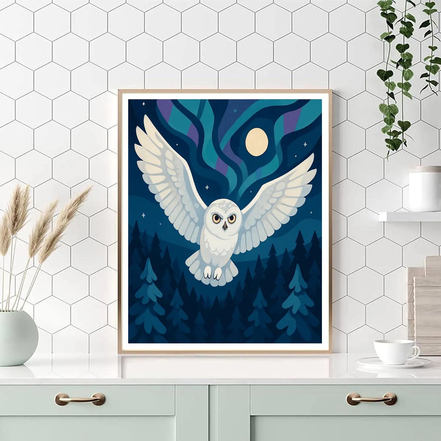 Aurora Lattice Owl paint by number