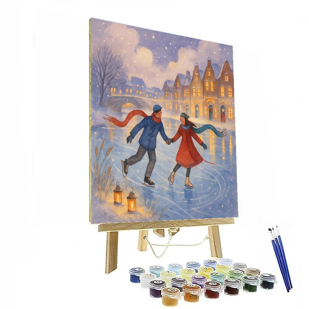 Starlit Skaters On The Frozen Storybook Canal DIY paint by numbers