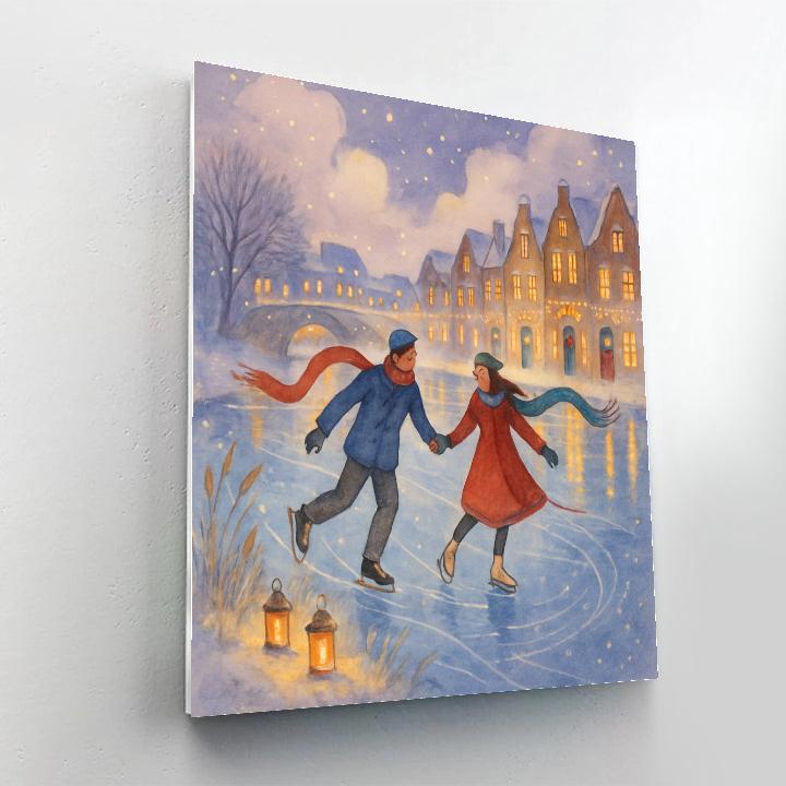 Starlit Skaters On The Frozen Storybook Canal DIY paint by numbers