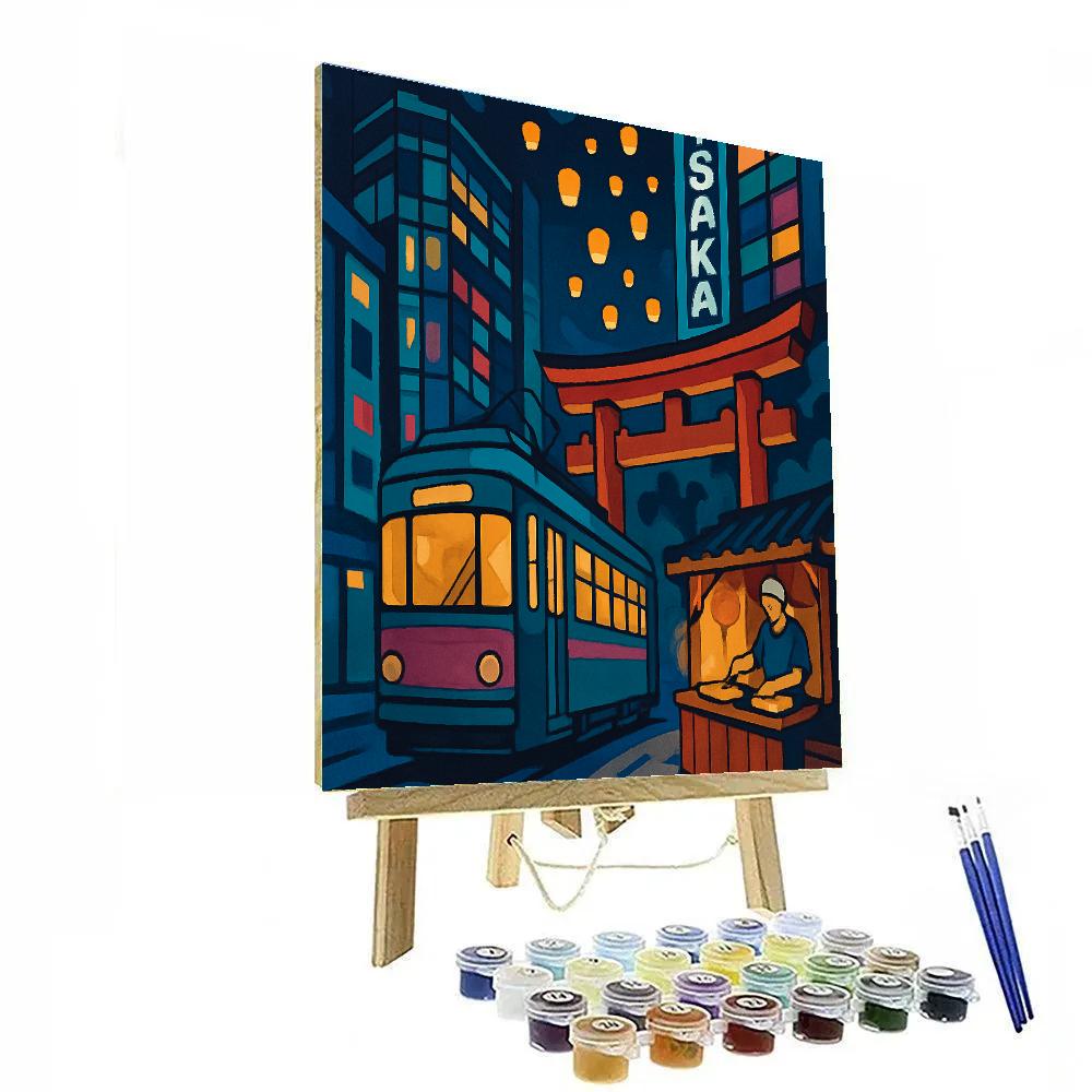 Night Market Tram Lines In Japan Numbered painting kits