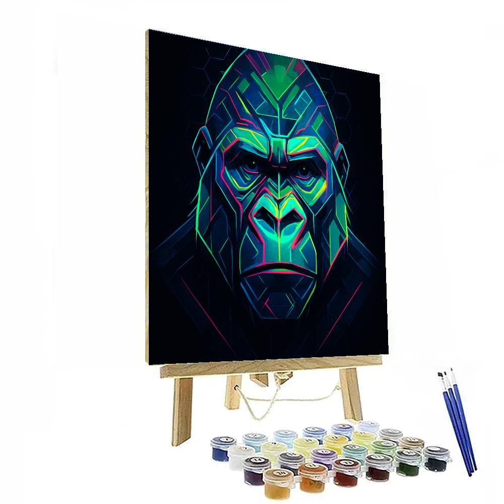 Crowned Circuit Gorilla Number painting