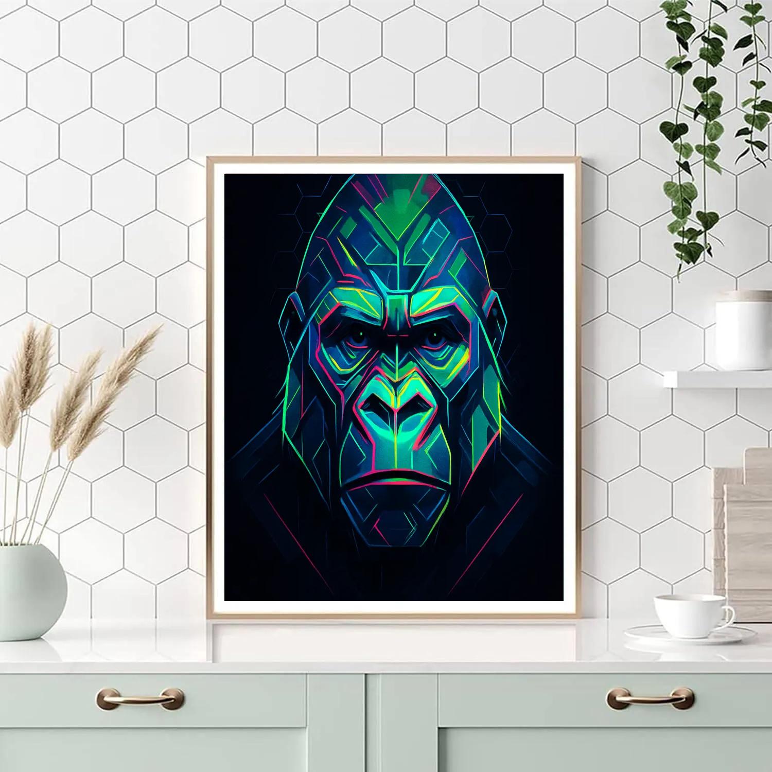 Crowned Circuit Gorilla Number painting