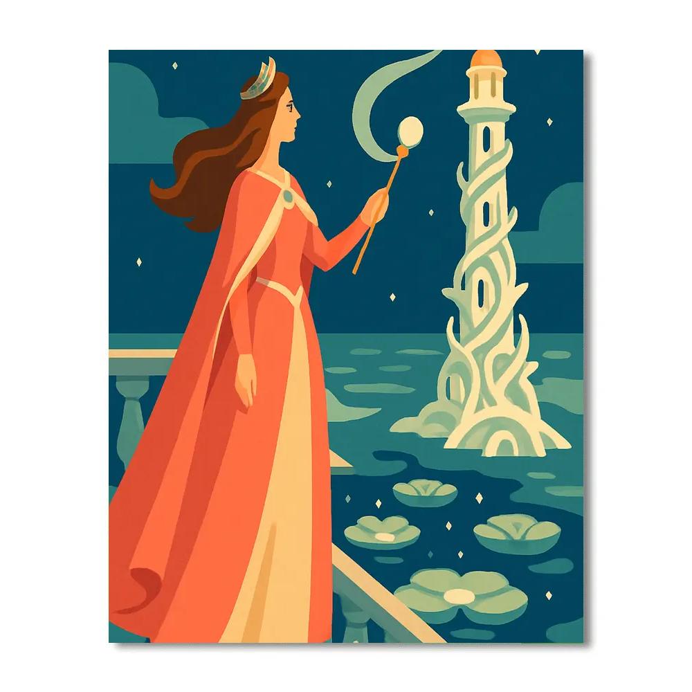 Lighthouse Garden With Princess painting number kit